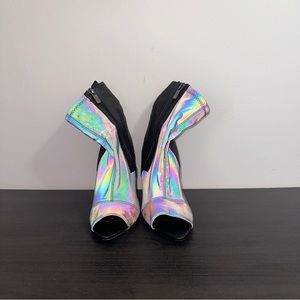 Reflective Open Toe Heel Booties